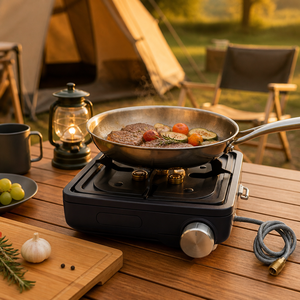 Réchaud à gaz butane portable de type split 8800W, brûleur stabilisateur de pression, réchaud de camping extérieur coupe-vent avec planche à découper - Product Image 6