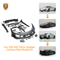 Kit carrosserie en fibre de carbone sèche style MSY pour Ferrari 296 GTB GTS : pare-chocs avant, garde-boue, jupes latérales, aileron arrière et diffuseur