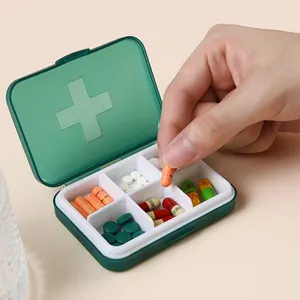 Custom Square 6 Compartments pill organizer weekly pill box plastic tablet box Travel pill case medicine box Household Products