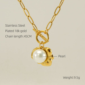 ZOGXIN Gold Plated Pendant Necklace With Pearl And Stone Clavicle Chain For Women Fashion Jewelry Everyday Wear - Product Image 3