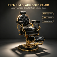 Fauteuil de Barbier de Luxe avec Appui-tête Réglable, Inclinable, Hydraulique, Mobilier de Salon Bleu Noir Rétro, Chaise de Coiffure pour Barbiers