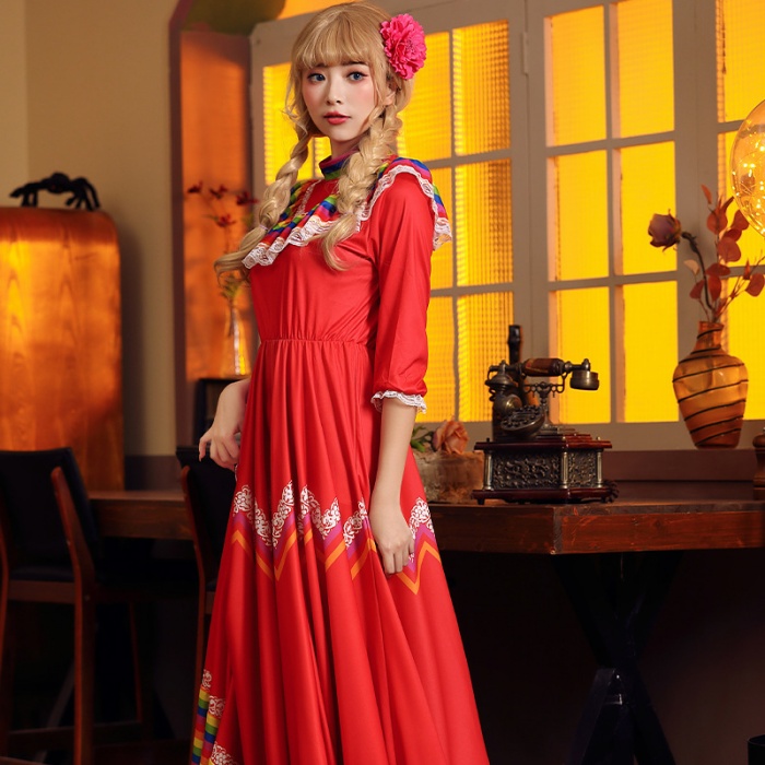 Colorful Stripe With Hair Clip Fancy Dresses Womens Traditional Folk Dress  Mexican Dance Festival Carnival Mexico Party Costumes| Alibaba.com