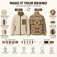 Veste tissée réversible pour homme style sud-ouest, en polaire Sherpa, manteau d'hiver chaud à fermeture éclair intégrale pour l'extérieur, marque privée OEM ODM