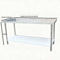 Table de travail en acier inoxydable pour hôtels, restaurants, cuisines commerciales, facile à nettoyer, dimensions personnalisables, garantie 1 an, non.