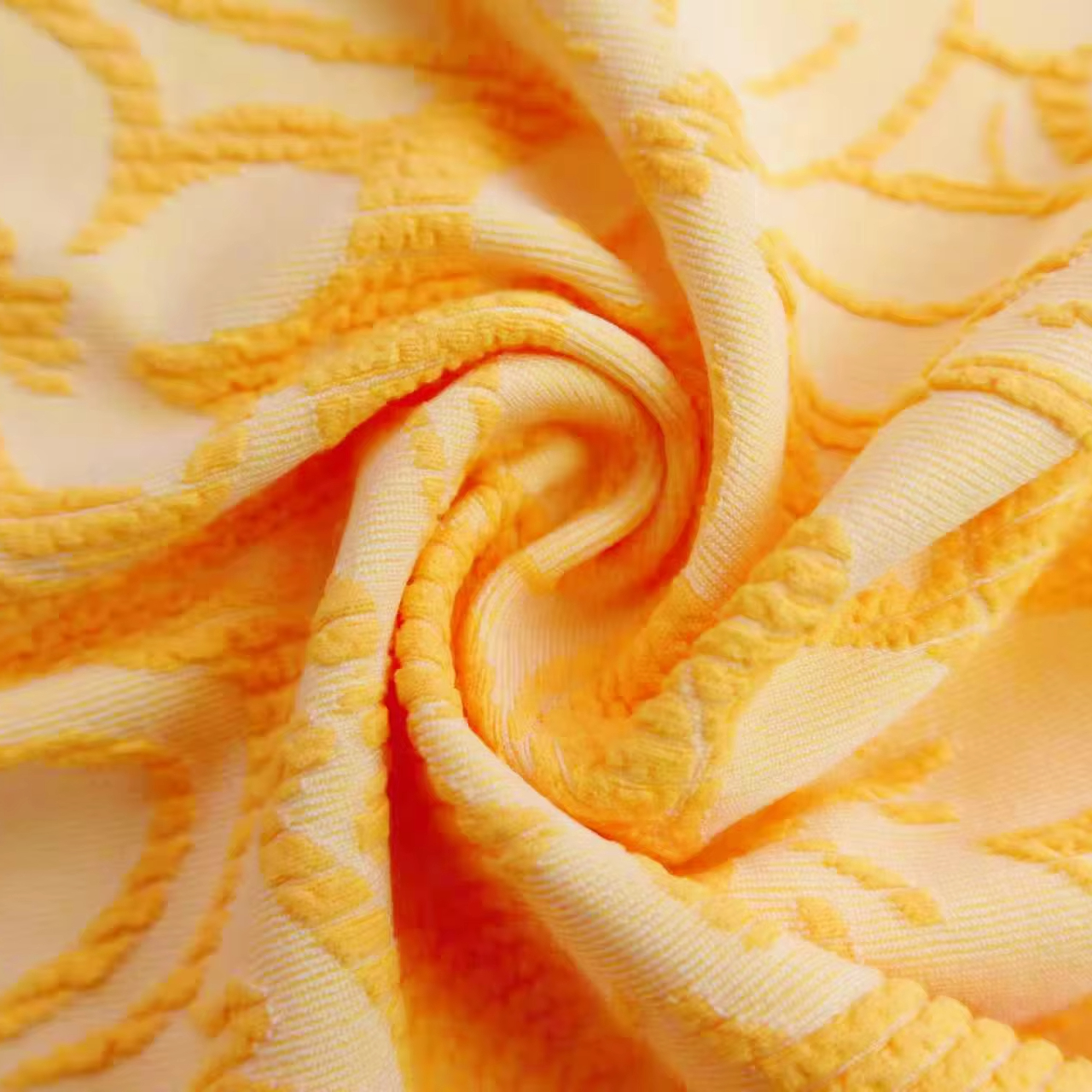 3D Embossed Elastic Poly-Spandex Functional Jacquard Tricot Knitted Textile for Swimwear & Garment