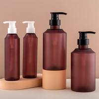 200ml 500ml Ambre Brun Givré Mat Soins De La Peau Lavage Des Mains Shampooing Personnalisé Rechargeable PET Bouteille En Plastique