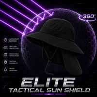 Sombrero de Sol Negro Bajiangren para Exteriores con Solapa para el Cuello, Protección UV UPF 50+, Gorra de Senderismo Transpirable de Malla Táctica, Venta al Por Mayor