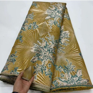 2023 vente chaude robe de couleur blanche bonne qualité dentelle et 100% Polyester fleur brocart Jacquard pour les femmes robe de mariée - Product Image 6