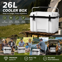 Glacière isotherme en plastique de 26 L avec blocs de glace pour la conservation des aliments lors du camping et des voyages en plein air