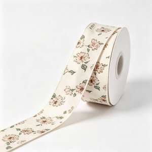 Ruban en polyester à imprimé floral vintage de 2,5/4 cm pour la décoration de boîtes cadeaux de boutique, 100 yards par rouleau, vente en gros - Product Image 5