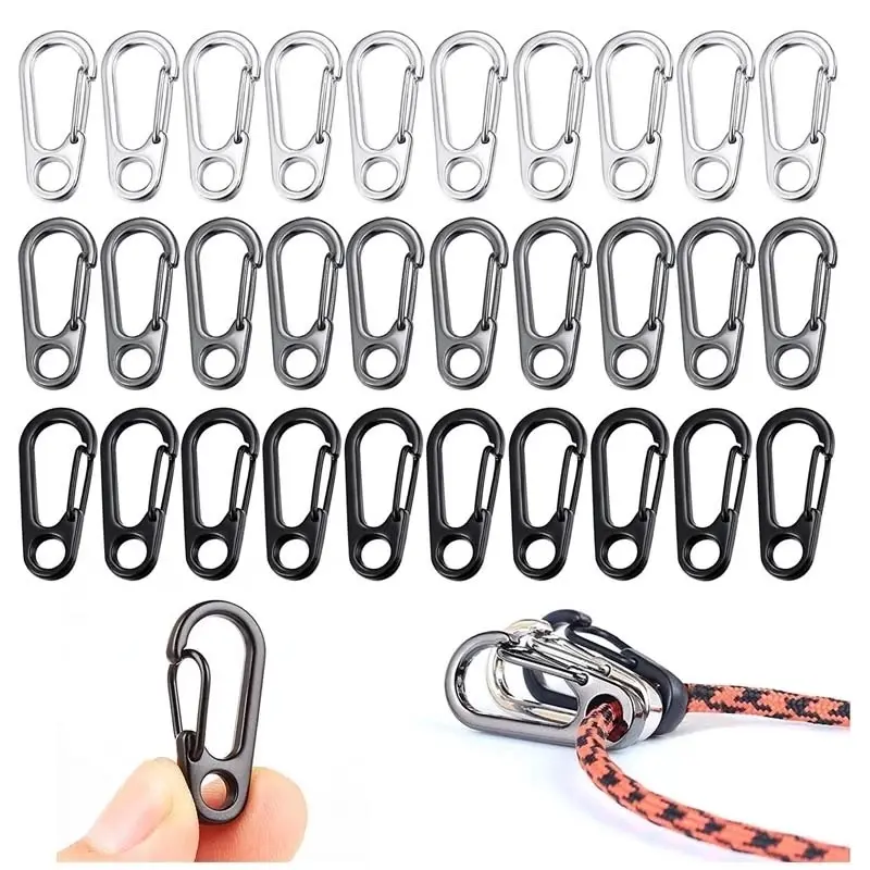 Mini Carabiner Clips Tiny Alloy Spring Snap Hook Keychain Clasps Small Hanging Buckle for Backpack Camping Bottle