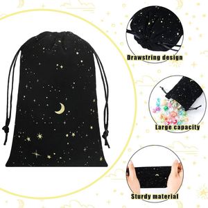 Custom Dice Jewelry Gift Wrap Wedding Anniversary <b>Draw</b> <b>String</b> Moon Stars Black Velvet Dust <b>Bag</b> for Candle - Product Image 2