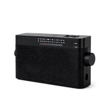 Radio portable AM/FM de type pointeur, récepteur compact noir élégant avec antenne télescopique et poignée de transport