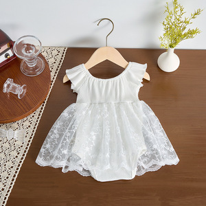 Ensemble de robe de baptême blanche d'été Angou pour filles de 0 à 18 mois, tenue de fête d'<span class=keywords><strong>anniversaire</strong></span> pour bébé, <span class=keywords><strong>combinaison</strong></span> - Product Image 6