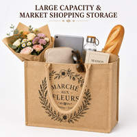 Sac fourre-tout en jute personnalisé à faible MOQ, idéal pour la plage, les vacances et les cadeaux de demoiselle d'honneur, avec bordure renforcée et base plate