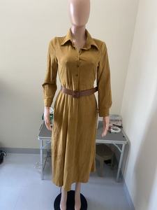 Nuovo Arrivo 2026: Abito Lungo Vintage in Camoscio per Donna, Vestito a Camicia Autunno/Inverno con Scollo a V Profondo, Maniche Lunghe, Vestibilità Slim, Abito da Festa con Cintura - Product Image 6