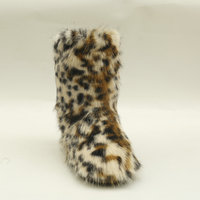 bottes en fausse fourrure rose à pois 	   Bottes en fourrure pour femmes, bottes d'hiver pour la neige, bottes en fourrure d'hiver pour femmes