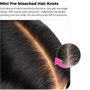 Perruque sans colle 5x5 en cheveux humains vierges à 100 %, nœuds blanchis, densité 180 pour femmes - Product Image 2