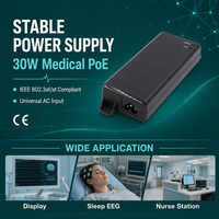 Injecteur PoE Gigabit IEEE 802.3af/at d'usine OEM 30W 54W 90W 54V 0.01-0.56A Adaptateur d'alimentation PoE avec prise C8 C6