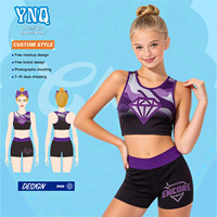 Service OEM de Gros Personnalisé : Soutiens-gorge et Shorts de Cheerleading en Tissu Métallique Sublimé avec Poudre d'Oignon Dorée AB Diamond
