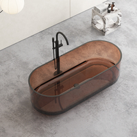 Baignoire autoportante moderne en résine transparente, forme vasque, blanche, 1500x730x550mm avec renfort en résine