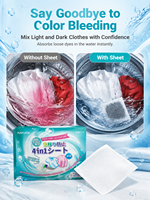 Feuilles de lavage 4-en-1 anti-transfert de couleur, détachantes et protectrices pour linge