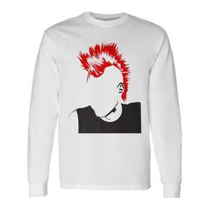 T-shirt punk sans visage à manches longues, design graphique premium, taille adulte unisexe - Product Image 1