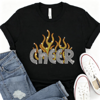 Nouveau design personnalisé Cheer Fire en strass, transfert thermique pour t-shirts