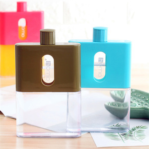 Botella de agua de plástico transparente sin BPA para Notebook, botella de agua cuadrada plana, con logotipo personalizado, promoción A5, 530ML - Product Image 3