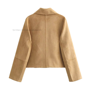 Women's Autumn Double-Pocket <b>Suede</b> Outerwear Fashion - Product Image 3
