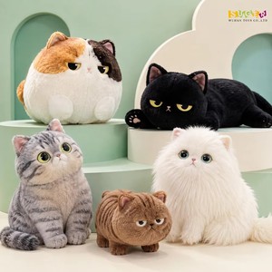 Peluche de <span class=keywords><strong>Gato</strong></span> de Lujo con Cuerpo Redondo, Peluche Suave de Gatito Calico, <span class=keywords><strong>Persa</strong></span>, Tabby, en Postura de Descanso - Product Image 1