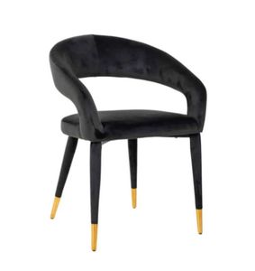 Chaise de salle à manger directement en usine Chaise d'appoint moderne en velours rembourrée à dossier arrondi Support de chaise en gros et conception personnalisée - Product Image 1