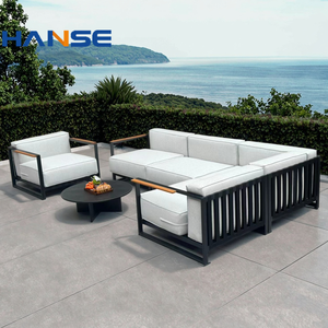 Ensemble de canapés d'extérieur de qualité commerciale meubles en aluminium imperméables ensemble de canapés sectionnels en osier tous temps pour patio extérieur et balcon - Product Image 1