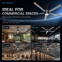 RTFANS Geräuscharmer Kommerzieller Deckenventilator 5 Flügel 7 Direktantrieb PMSM-Motor Touch-Steuerung 6800-7500 M/min für Restaurants