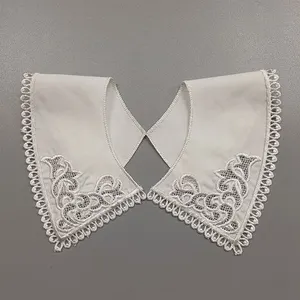 High Quality Laser Embroidery White Lace Collar Exquisite Hollow Lace Collar Patch Motif Sew-On Lace Collar