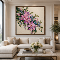 Peinture à l'huile de fleurs roses, peinte à la main, art floral botanique sur toile pour la décoration de villa, chambre, salon, hôtel