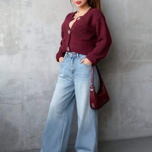 เสื้อคาร์ดิแกนถักไหมพรมหนาแบบลำลองสำหรับผู้หญิงแฟชั่นฤดูใบไม้ร่วง/ฤดูหนาวใหม่ - Product Image 2