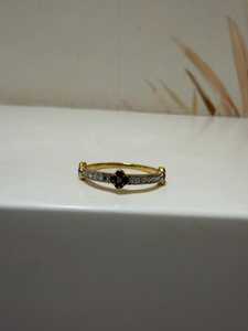 Anillo de Oro de 10K con Zafiro Azul y Diamantes, Gema Natural de Corte Redondo, Anillo de Compromiso Vintage, Anillo Apilable Fino de Eternidad para Mujer - Product Image 3