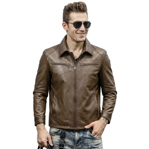 Veste en cuir véritable marron sur mesure pour homme, coupe ajustée élégante, vêtement d'extérieur d'hiver, veste en cuir véritable de qualité supérieure fabriquée à la main - Product Image 3