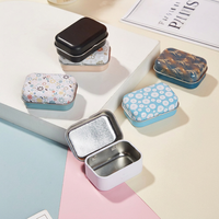 Boîte en fer blanc vintage à charnière motif floral RTS 58*40*25mm – Mignonne et portable pour bonbons, bijoux, pilules – Petite boîte de rangement – Logo personnalisé accepté