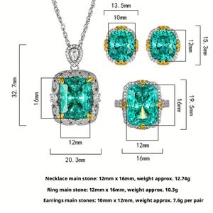 Wholesale Fashion Eco-friendly Copper 12*16/10*12mm Green Cubic Zirconia Necklace <b>Earrings</b> Ring Jewelry <b>Sets</b> for Wedding - Product Image 2