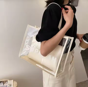 Bolso de mano transparente de PVC impermeable grande de moda personalizado para mujer, bolso de mano de playa de compras transparente promocional - Product Image 2