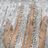 Tissu en dentelle à strass, broderie de mariée, tissu en tulle à sequins, maille de dentelle pour robes de mariée, robes de soirée et vêtements
