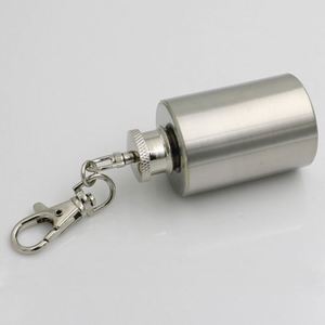Mini flacon rond en acier inoxydable portable avec couvercle et porte-clés, gobelet de voyage - Product Image 3