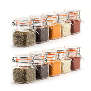 Wholesale High Quality Food Storage Container Kitchen Square Glass Spice Jars with Lids Airtight