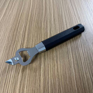 Stainless Steel Bottle Opener With Black Handle For Beer And Beverages Multifunctional Design - Product Image 1