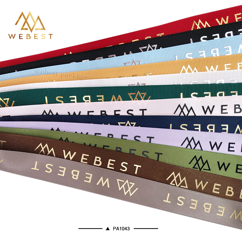 Webest Customize logo Ribbon Grosgrain Ribbon Printed Ribbons for Gift Wrap