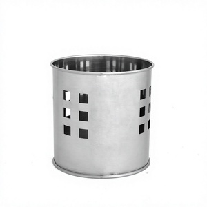 Porte-couverts de cuisine gris élégant, carré, en acier inoxydable, durable et écologique, 12x14cm, compatible lave-vaisselle, lavage à la main - Product Image 1