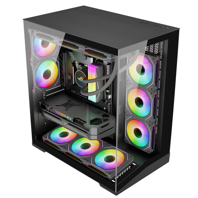 Wholesale Gaming PC Case ATX Mid Tower Panoramic Tempered Glass Desktop Computer Chassis Airflow Cooling Mesh