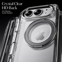 Funda Universal Transparente Plegable para iPhone 18 Fold 18 Pro Max, Soporte Metálico Giratorio de 360 Grados, Antipolvo y Antigolpes